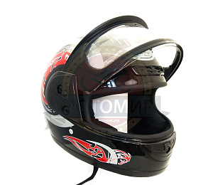 Шлем интеграл FALCON XZF01, размер S (59-60) (тонированный визор) decal red black 1 black grey blue