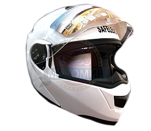 Шлем модуляр "Safelead" HF-119 TRANSFORMER с встр. очками, белый перламут., СЕРЕБРИСТЫЙ, размер М