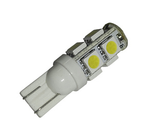 Лампа светодиодная (LED) 12V  T10  (W2,1х9,5d)  9SMD W5W чип 5050 белая