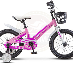 Велосипед 16" STELS PILOT-150 (рама 9", 1ск, задн.ножной торм, звонок,доп.колеса) синий, розовый