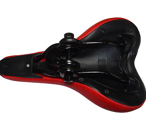 Сиденье вело 240х150мм, цветное, черно-красное HUALONG (HBAZ 1908)