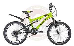 Велосипед 20" NOVATRACK TITANIUM (2х.подв,МТВ,6ск,рама саль,Microshift/Power) салатовый