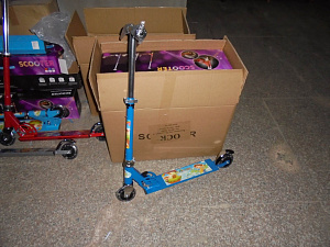 САМОКАТ Scooter SC1020, размер колеса 100 мм PVC, цвета: серебристый, красный, синий
