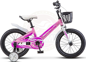 Велосипед 16" STELS PILOT-150 (рама 9", 1ск, задн.ножной торм, звонок,доп.колеса) синий, розовый