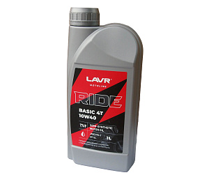 Масло LAVR MOTO RIDE BASIC  для 4т двигателей, полусинтетика, SAE 10W40,  API SL  , 1 литр. (Ln7749)