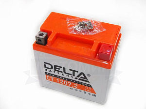 Аккумулятор 12В  7 А/ч, кислотный AGM ((Delta CT 1207.2) , (114x70x108) обратная полярность (НАБОР)