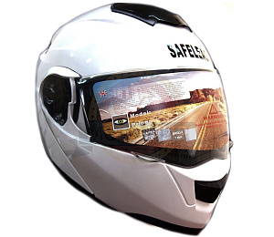 Шлем модуляр "Safelead" HF-119 TRANSFORMER с встр. очками, белый перламут., СЕРЕБРИСТЫЙ, размер М