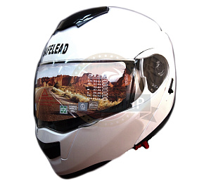 Шлем модуляр "Safelead" HF-119 TRANSFORMER с встр. очками, белый перламут., СЕРЕБРИСТЫЙ, размер М